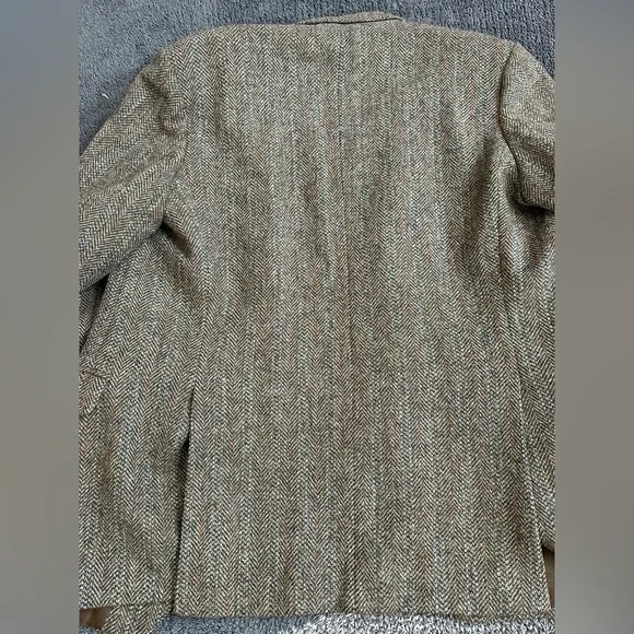 VTG Harris Tweed Brown Wool Blazer Jacket Pure Scottish Wool Men Sz 44 London - Picture 11 of 12